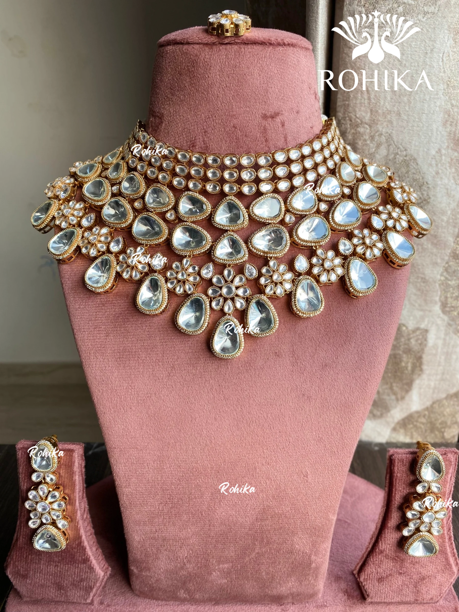 Vansha polki kundan necklace set - White