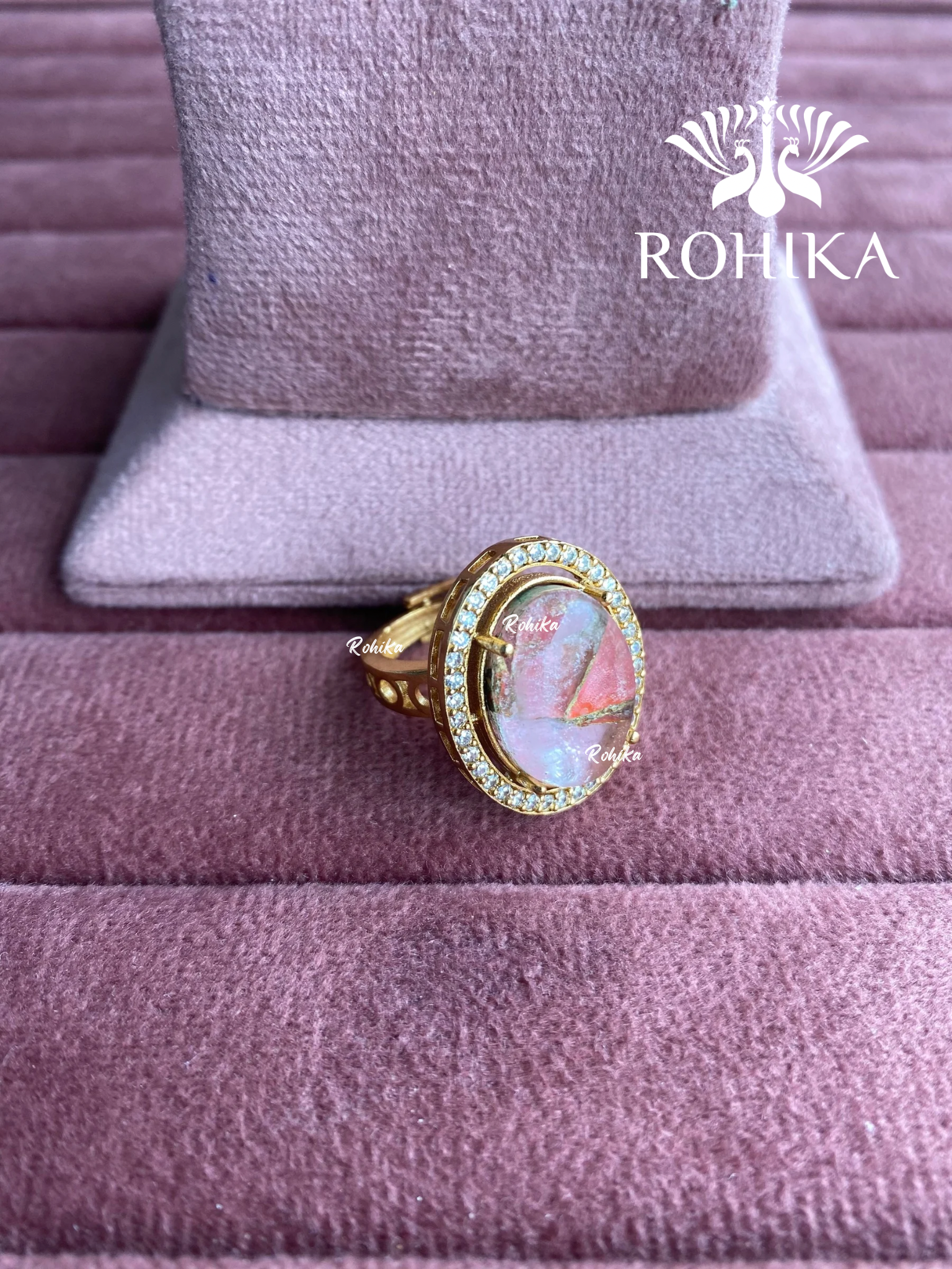 Angana polki kundan ring (SG-090) - pink