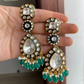 Nia bikaneri kundan earrings - Green