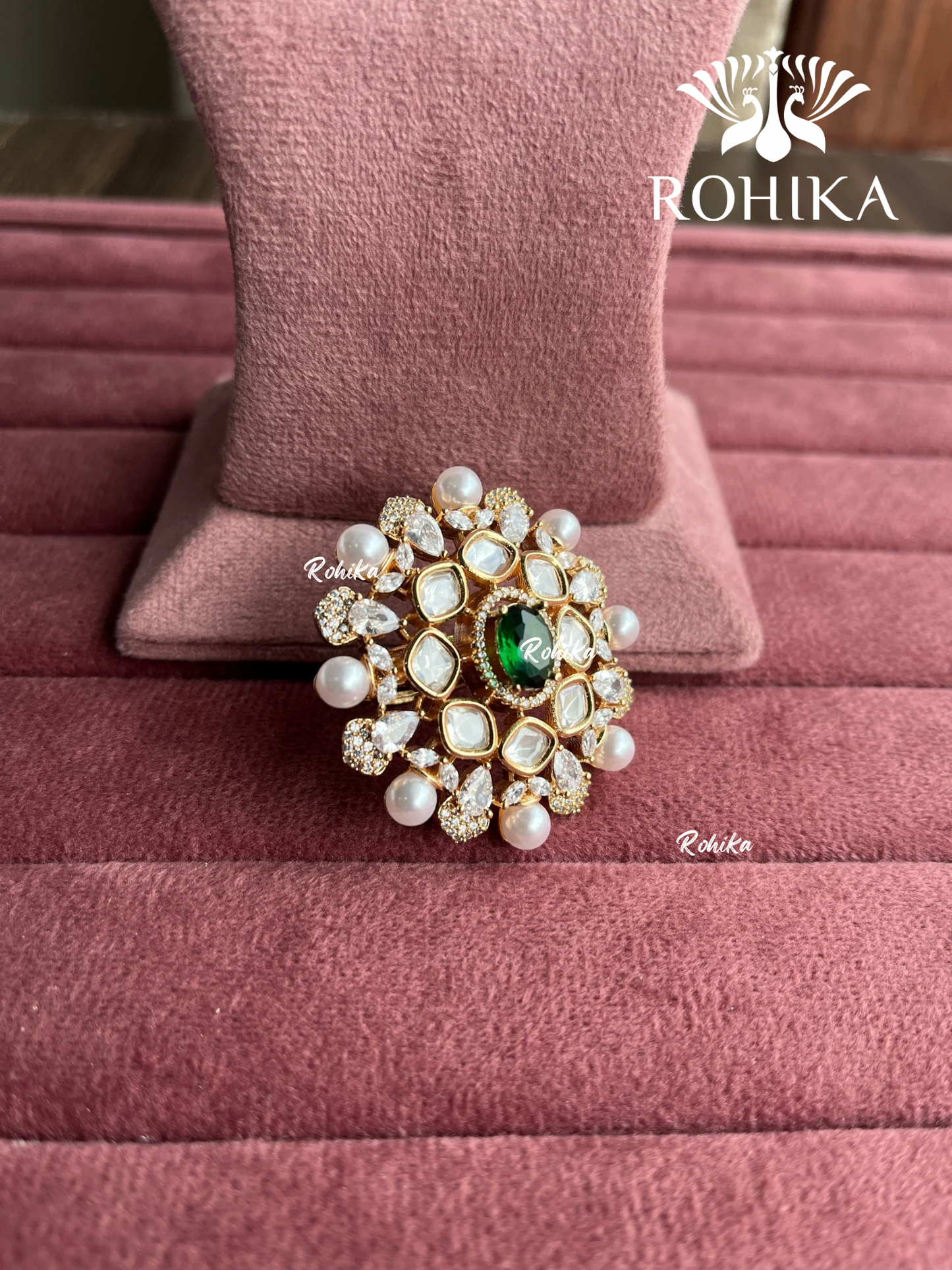 Angana polki kundan ring (SG-136) - Green