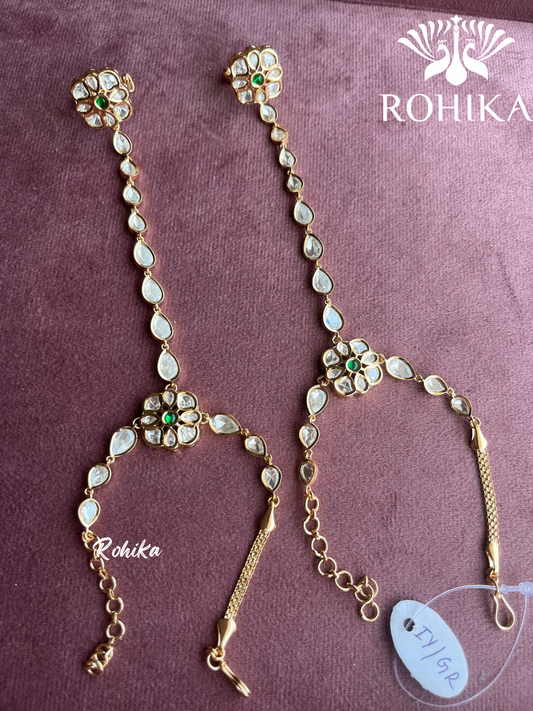 Polki kundan haathphool (SGH-002) - Green