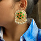 Khushi kundan studs - Navy blue and red