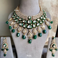 Paheli meenakari kundan bridal necklace set - Dark green