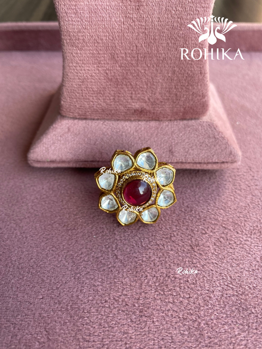 Angana polki kundan ring  (SG-012) - Red