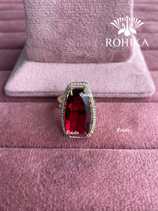 Angana polki kundan ring (SG-104) - Ruby red