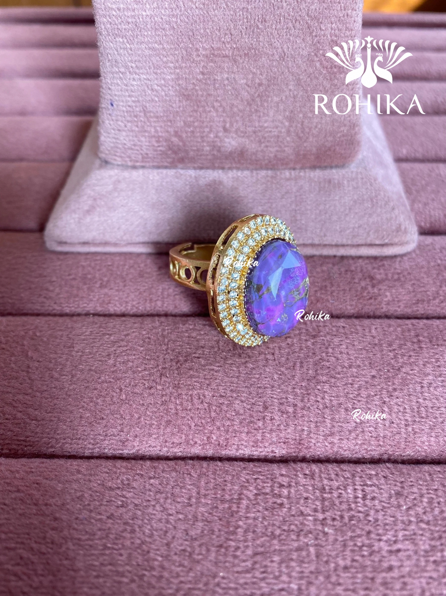 Angana polki kundan ring (SG-137) - Purple