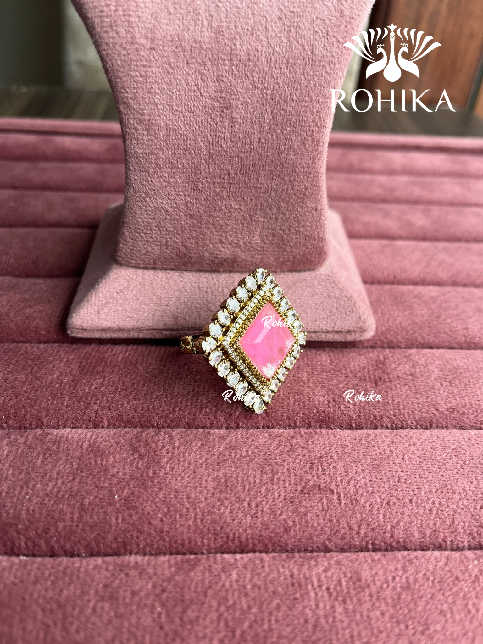 Angana polki kundan ring (SG-140) - Pink