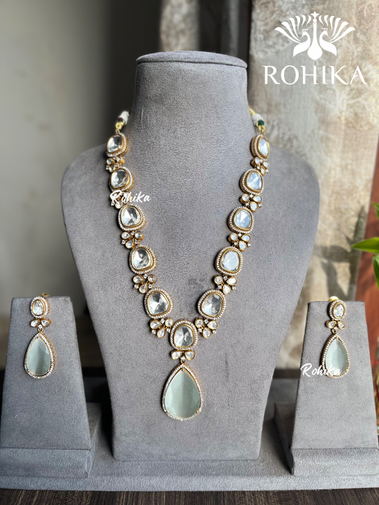 Raksha polki kundan necklace set - White