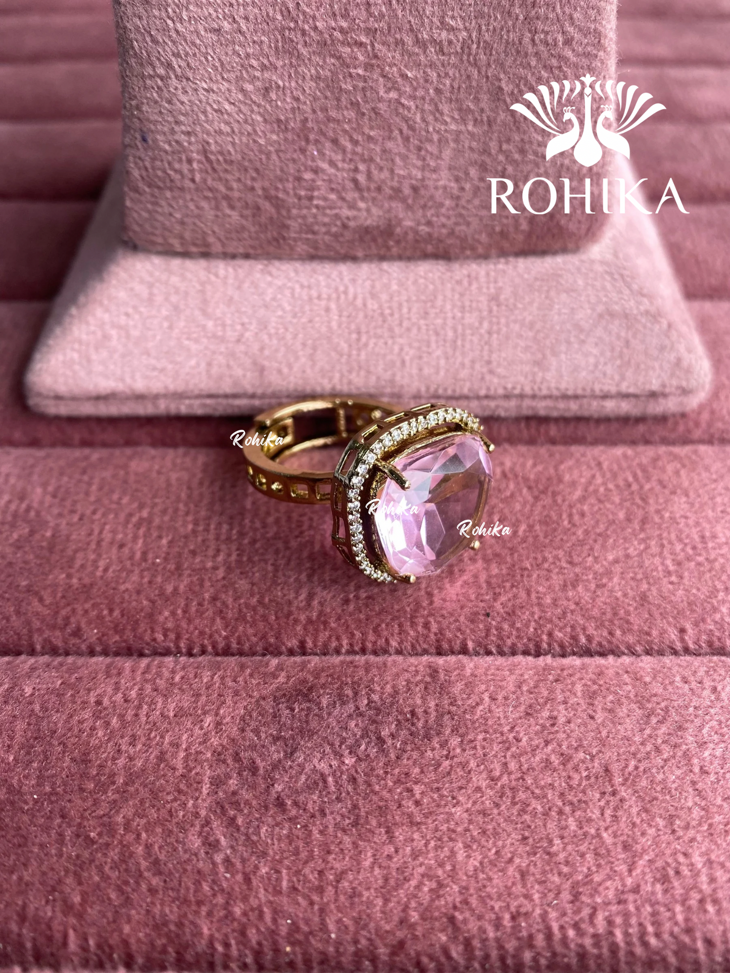 Angana polki kundan ring (SG-125) - Pink