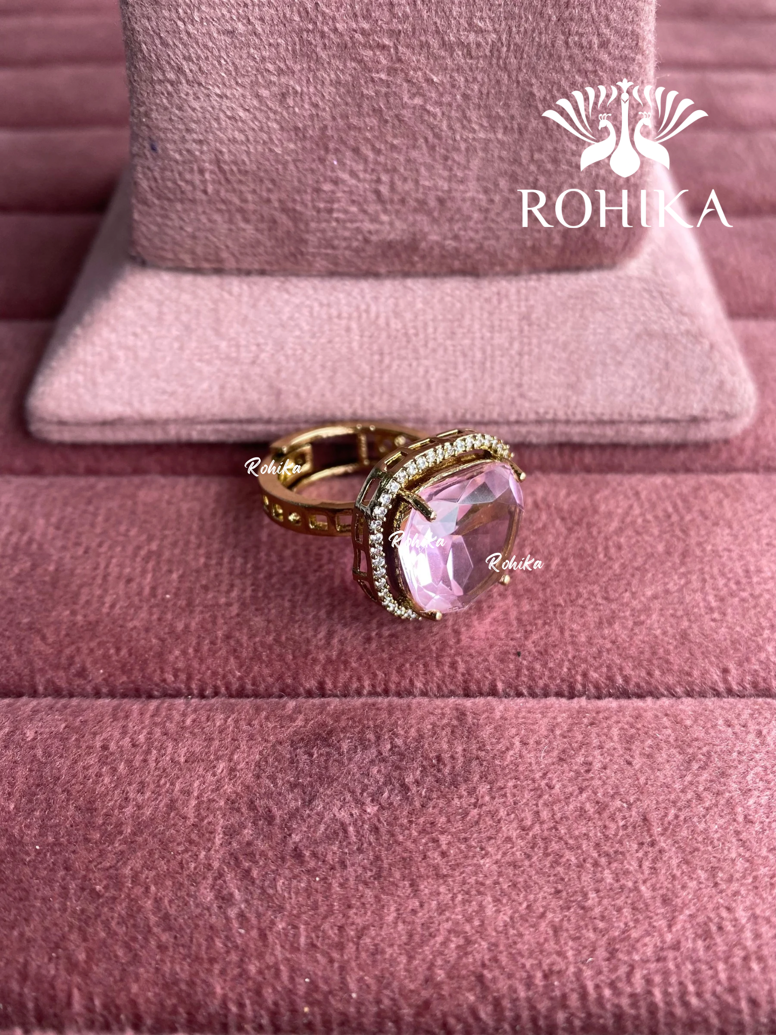 Angana polki kundan ring (SG-125) - Pink