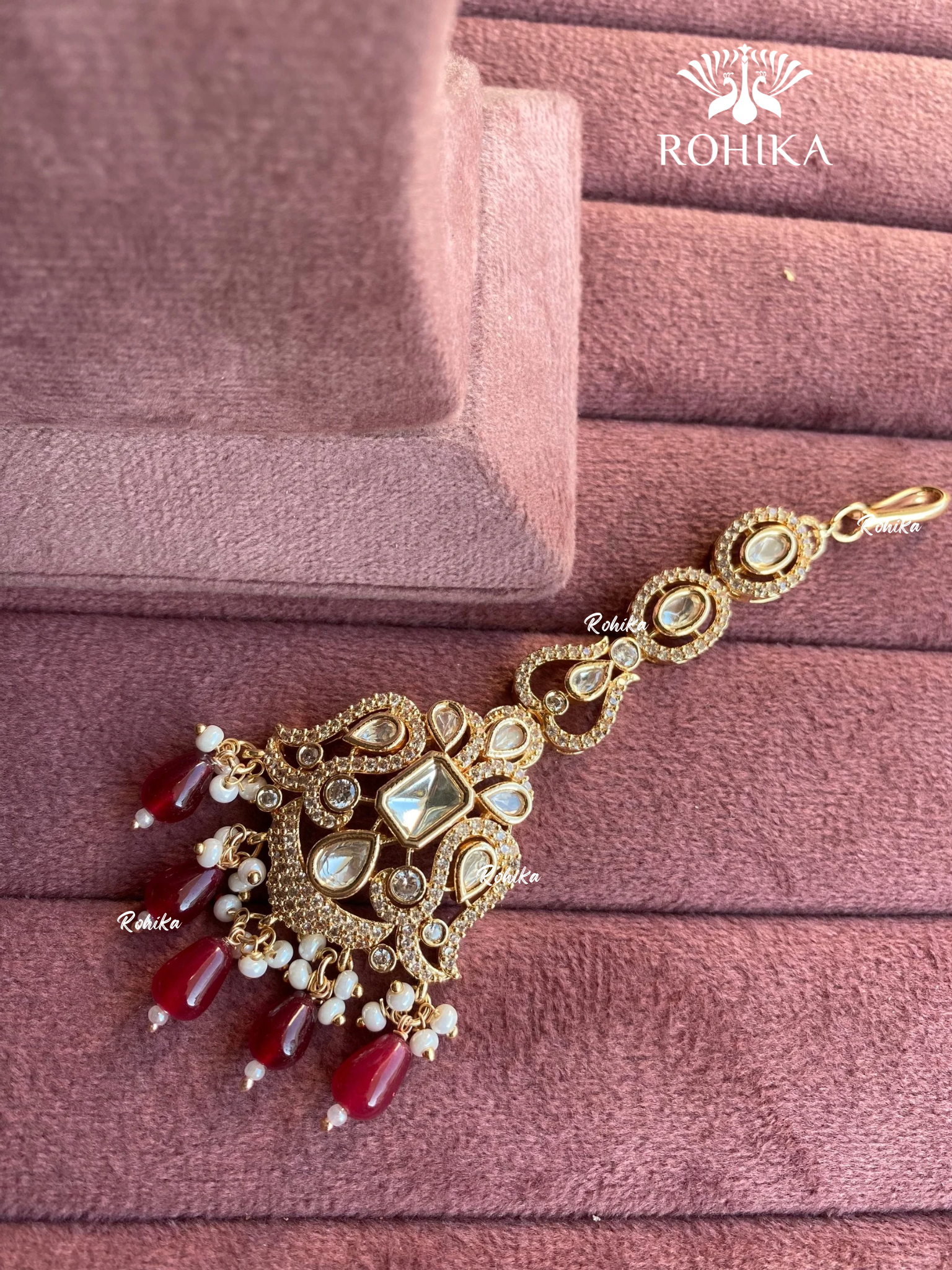 Polki kundan maangtikka (PLKM-048) - Red