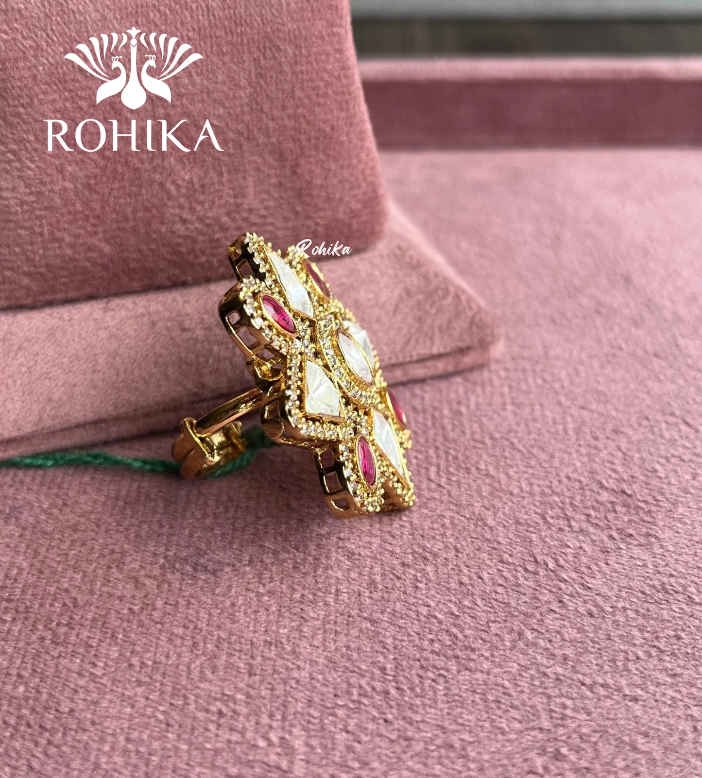 Angana polki kundan ring  (SG-014) - Pink