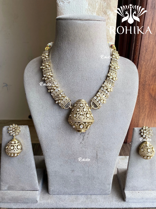 Arya polki kundan necklace set - White