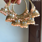 Leena mirror jhumki bali earrings - Light peach