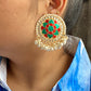 Khushi kundan studs - Mint and blue