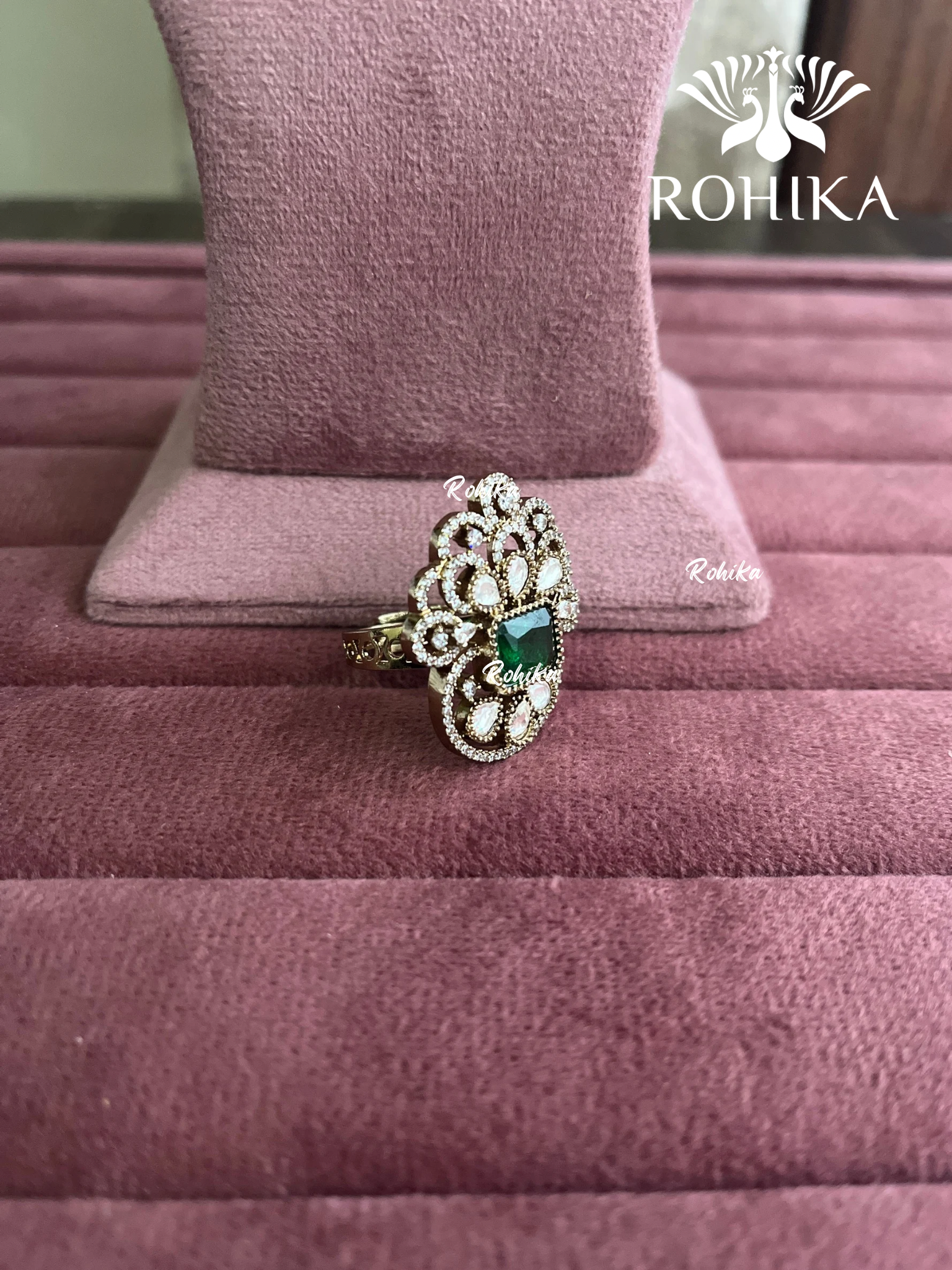 Angana polki kundan ring (SG-089) - Green