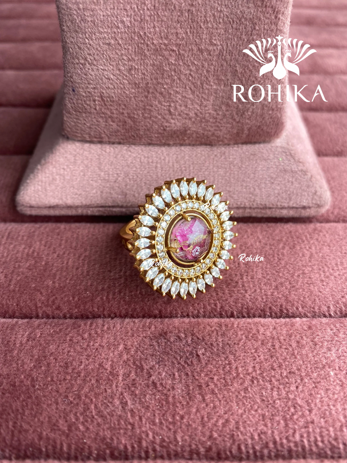 Angana polki kundan ring (SG-121) - Pink