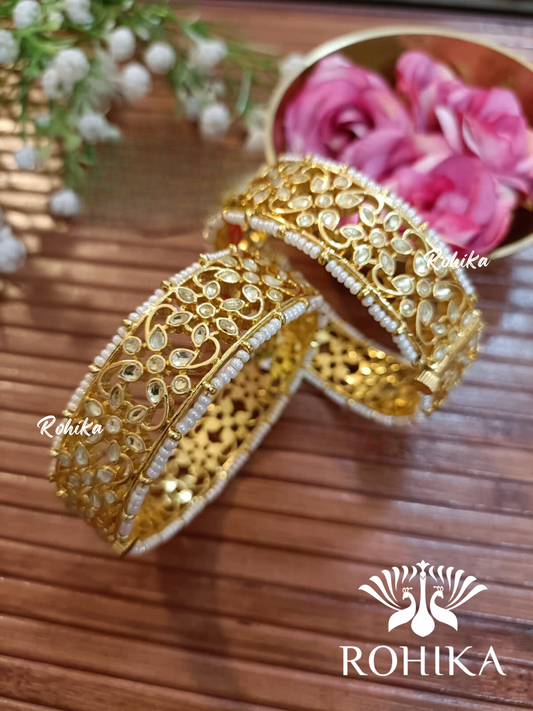 Pachhi kundan bangles - white  (Pkb004-W)