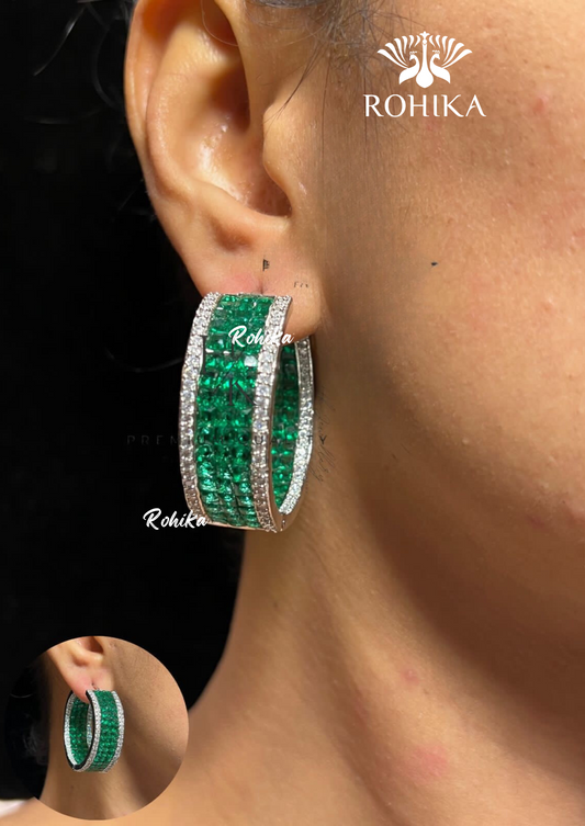 Nina american diamond earrings - Green