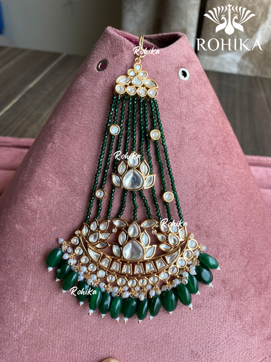 Kajal polki kundan passa - Dark green