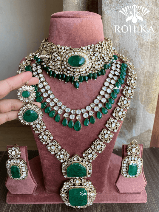 Iraya moisanite bridal combo set - Mint Green