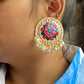 Khushi kundan studs - Pink and navy blue