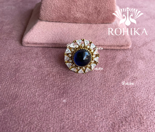 Angana polki kundan ring  (SG-027) - Dark blue