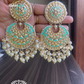 Tisha earrings and maangtikka combo - Mint green