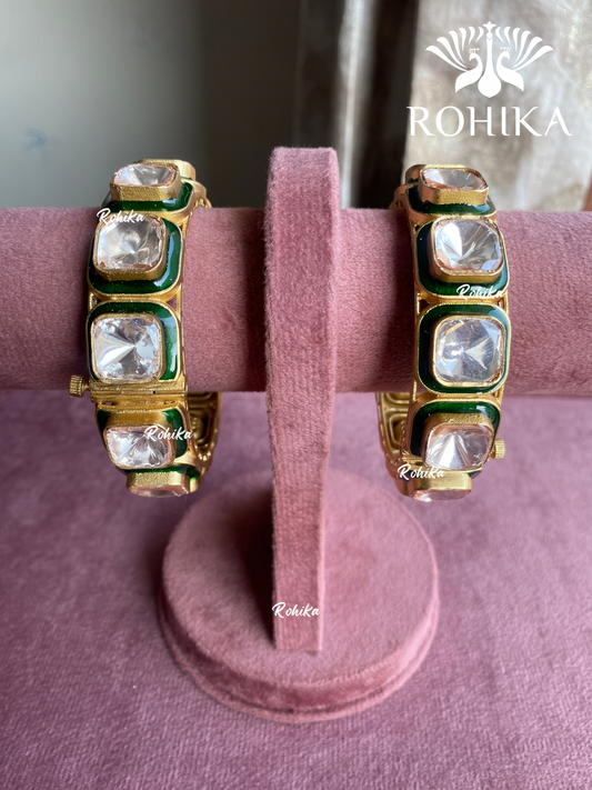 Pritha Moisanite Kada/Bangles - Green
