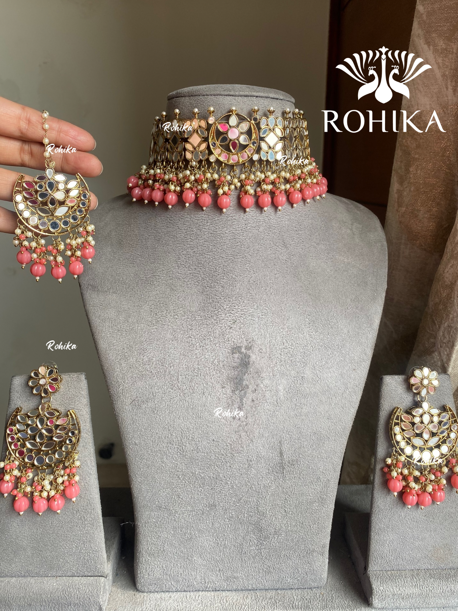 Seeram mirror necklace set - Pink