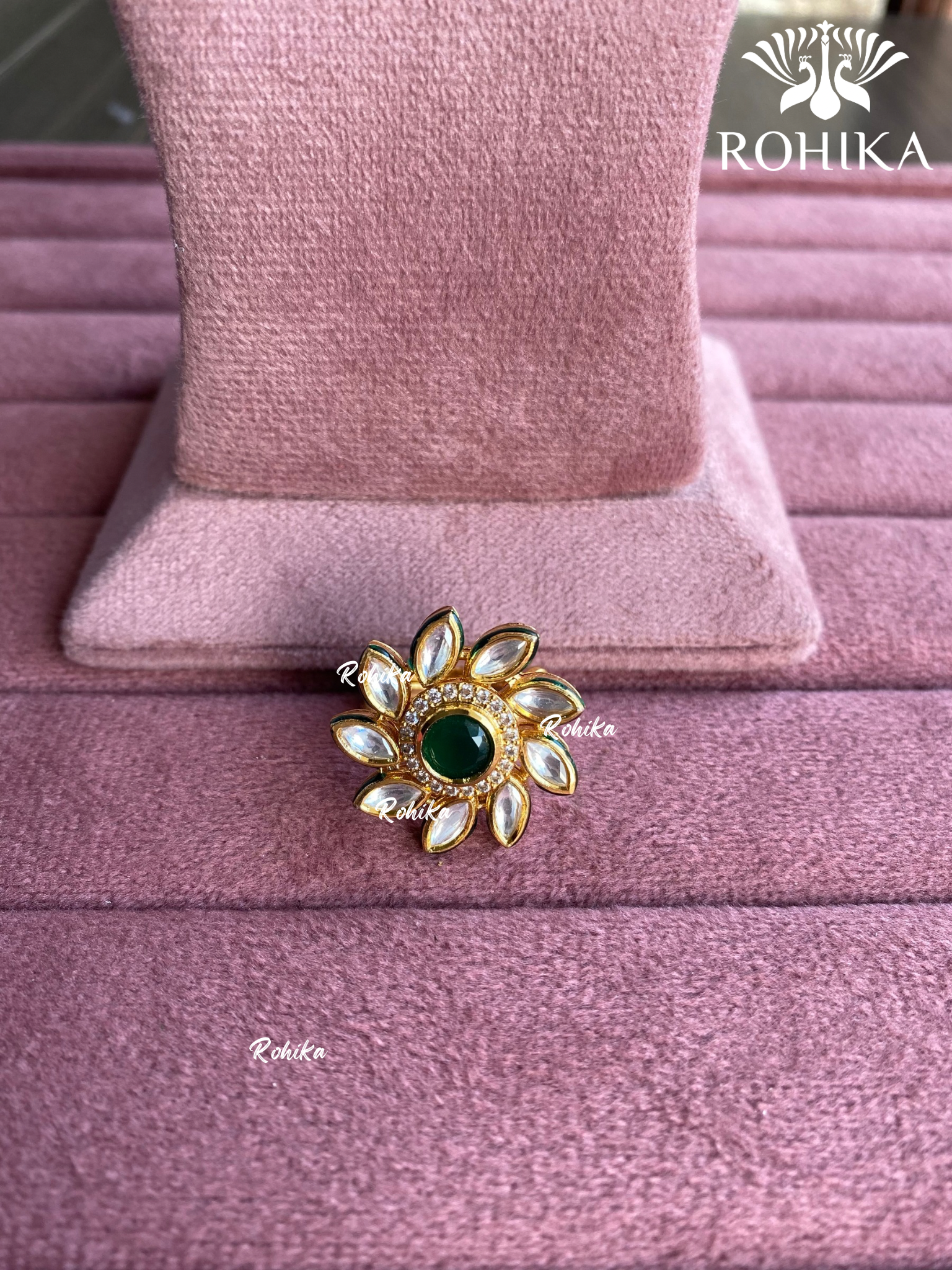 Angana polki kundan ring (SG-066) - Green