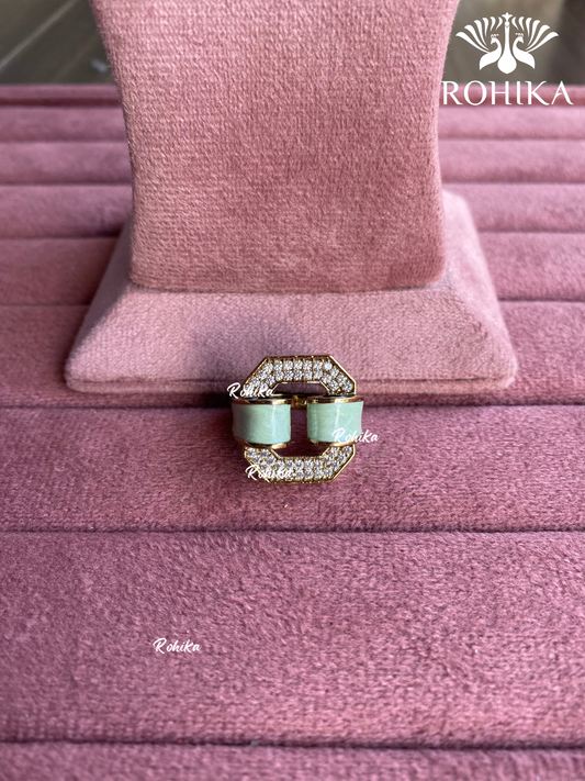 Angana polki kundan ring (SG-075) - Mint green