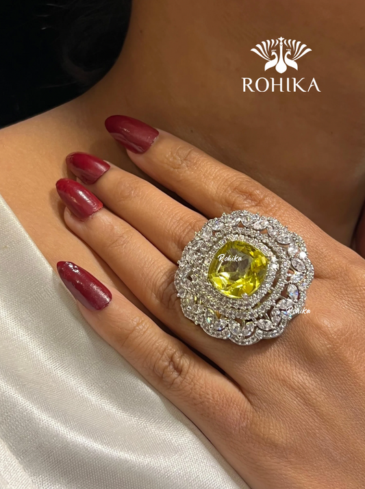 Grace american diamond Ring  - Yellow