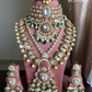 Krati bikaneri kundan necklace combo set - Dark green
