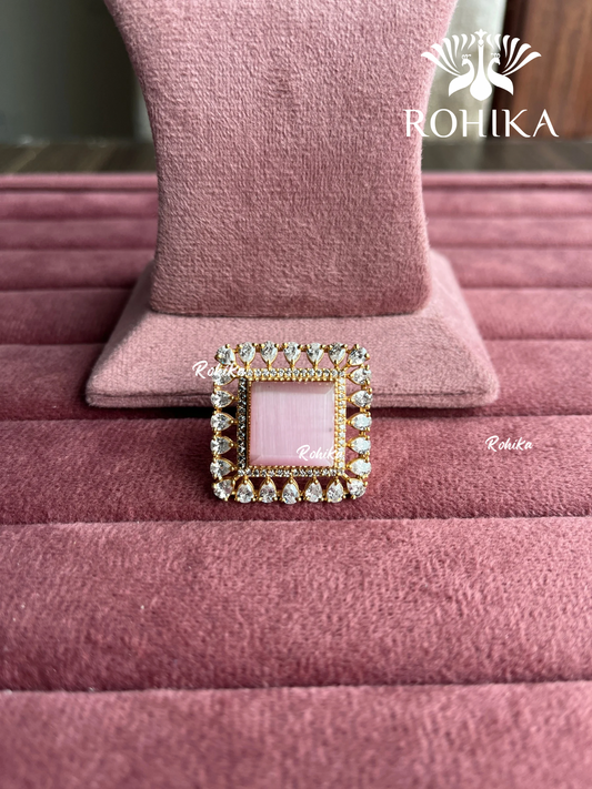 Angana polki kundan ring (SG-109) - Pink