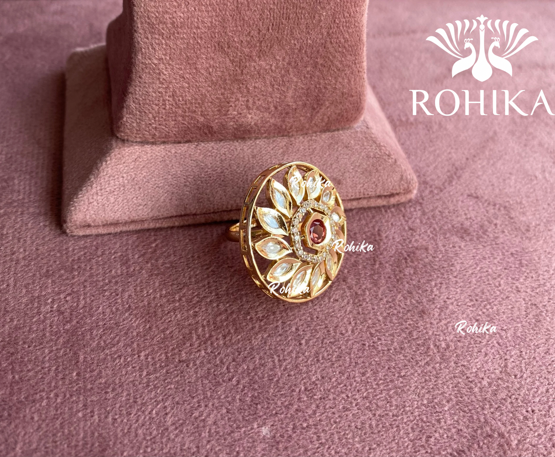 Angana polki kundan ring  (SG-030) - Red