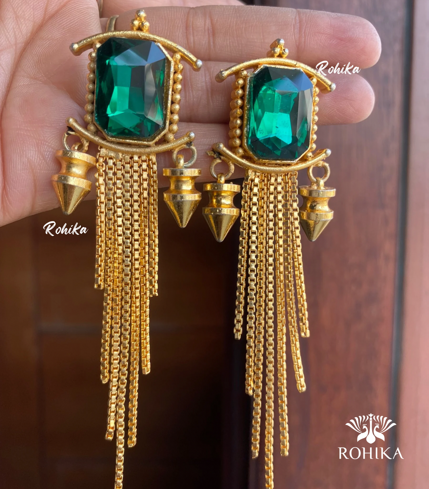 Zoya dangler earrings - Dark Green