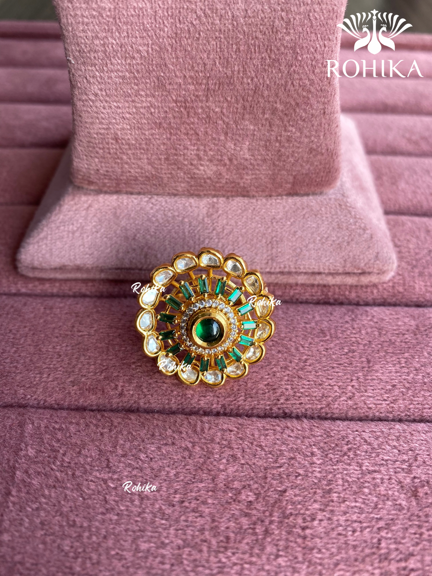 Angana polki kundan ring (SG-085) - Green