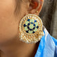 Khushi kundan studs - Mint and blue