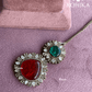 Siya doublet stone maangtikka - Dark green & red - Rohika Store