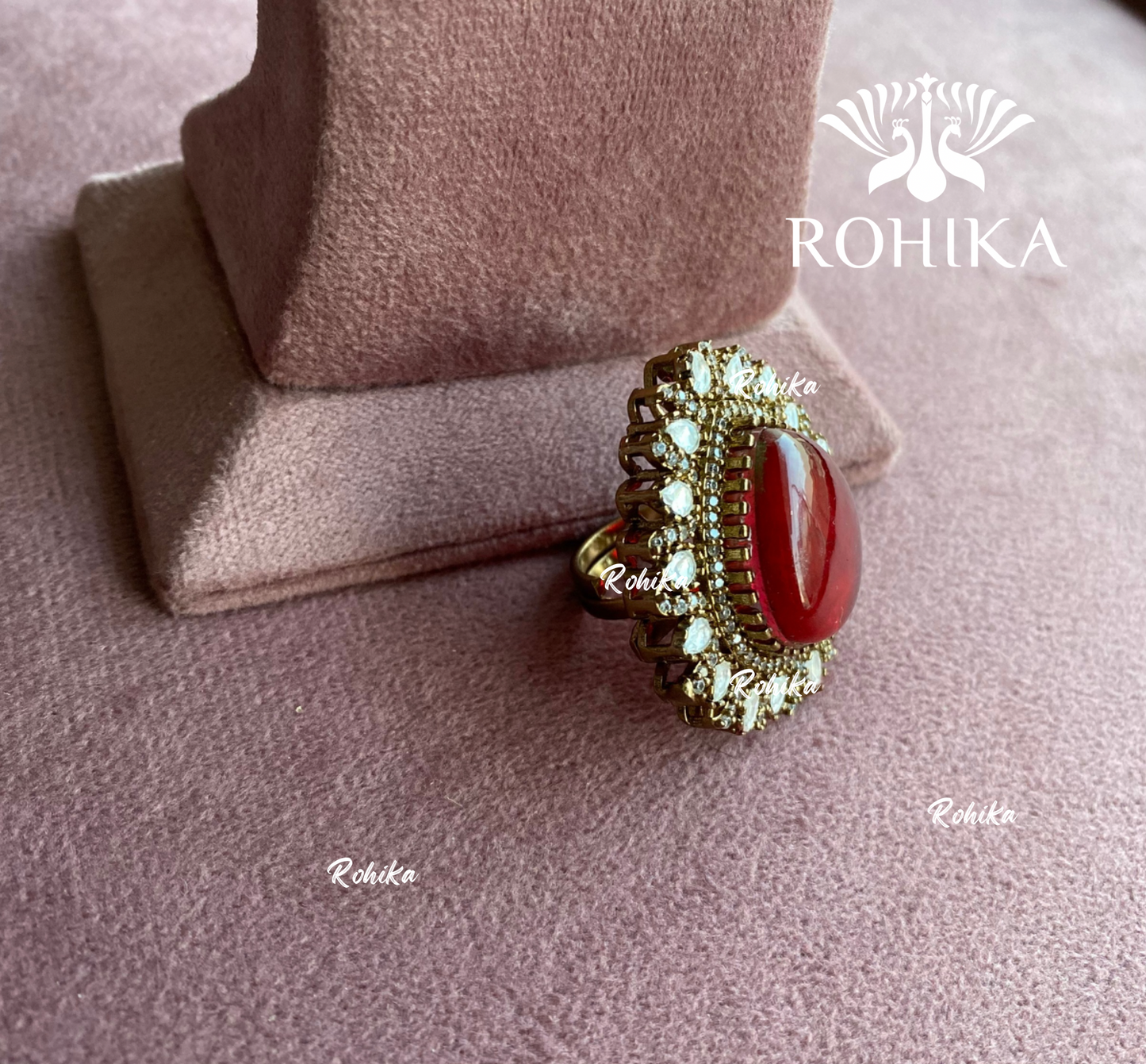 Angana polki kundan ring  (SG-056) - Red