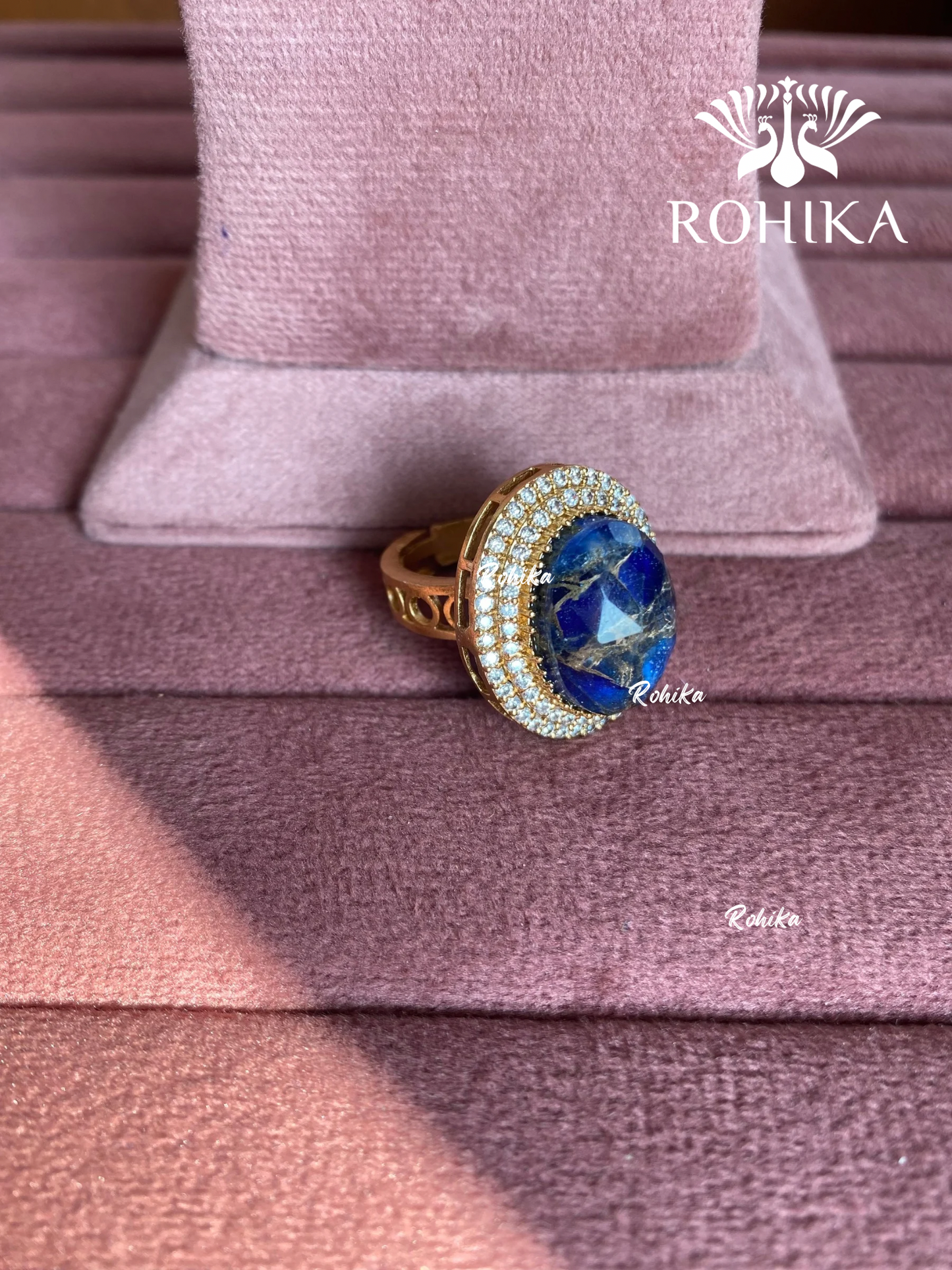 Angana polki kundan ring (SG-137) - Blue