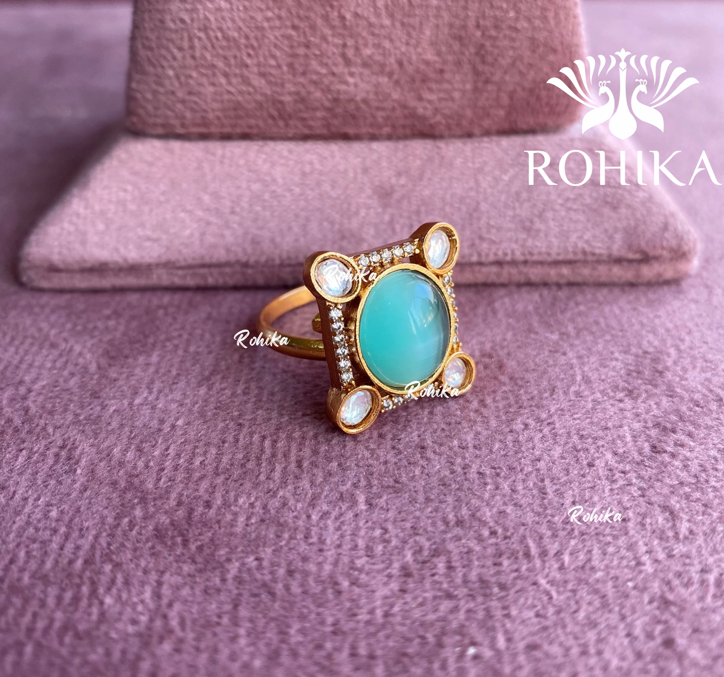 Angana polki kundan ring  (SG-024) - Mint green