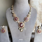 Ishani moisanite polki necklace set - Green and Ruby red