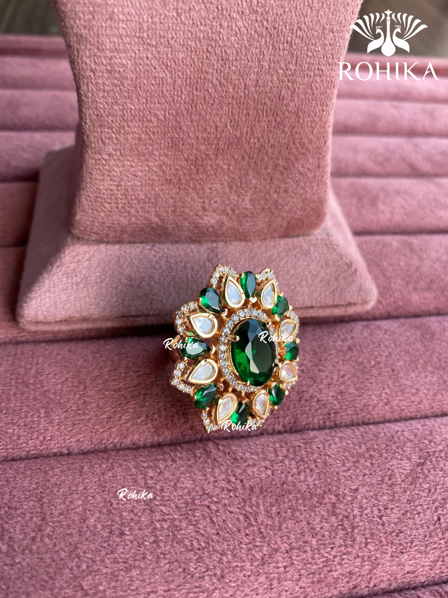 Angana polki kundan ring (SG-070) - Green