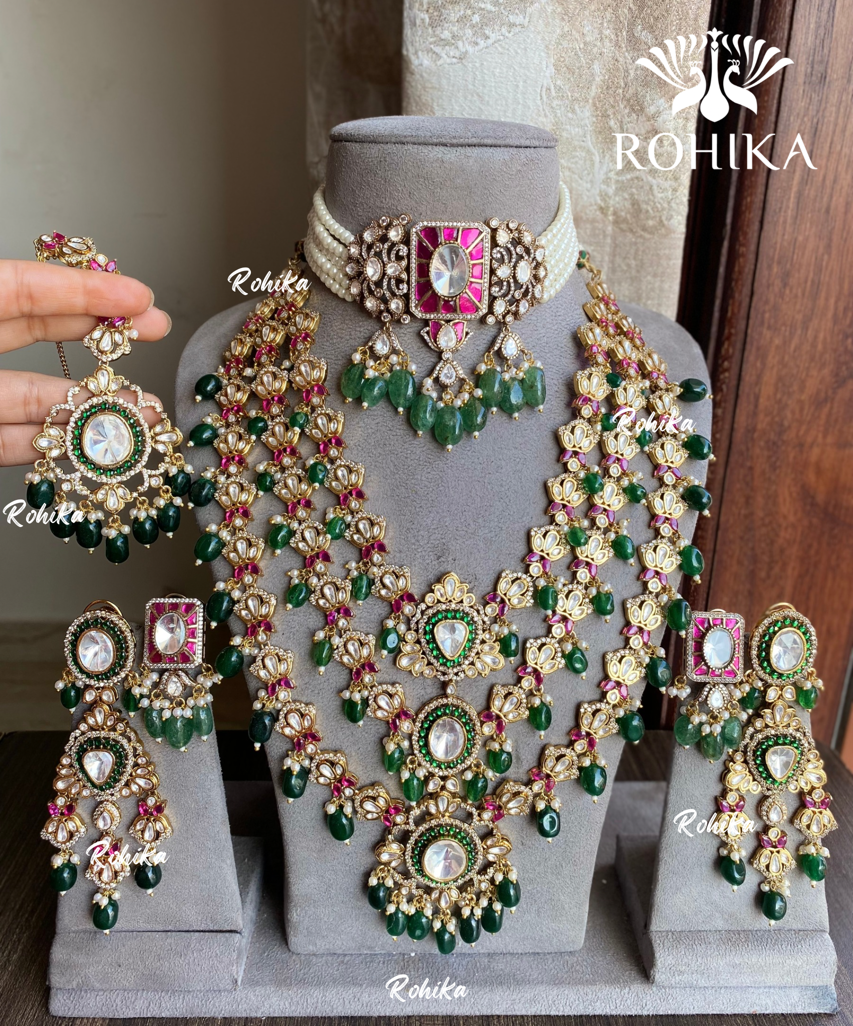 Prerna bridal combo set  - Green and Pink