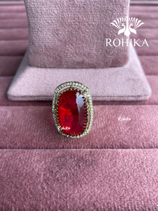 Angana polki kundan ring (SG-103) - Ruby red