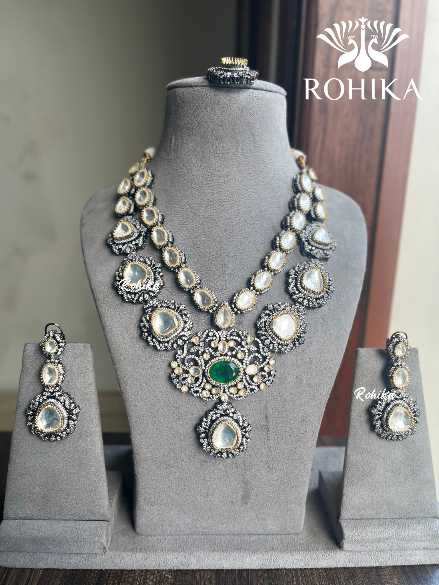 Simra polki Kundan necklace set - Green