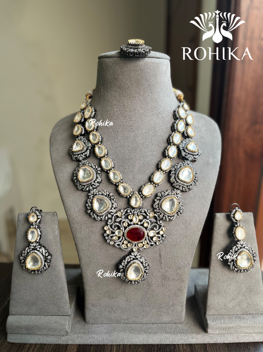 Simra polki Kundan necklace set - Red