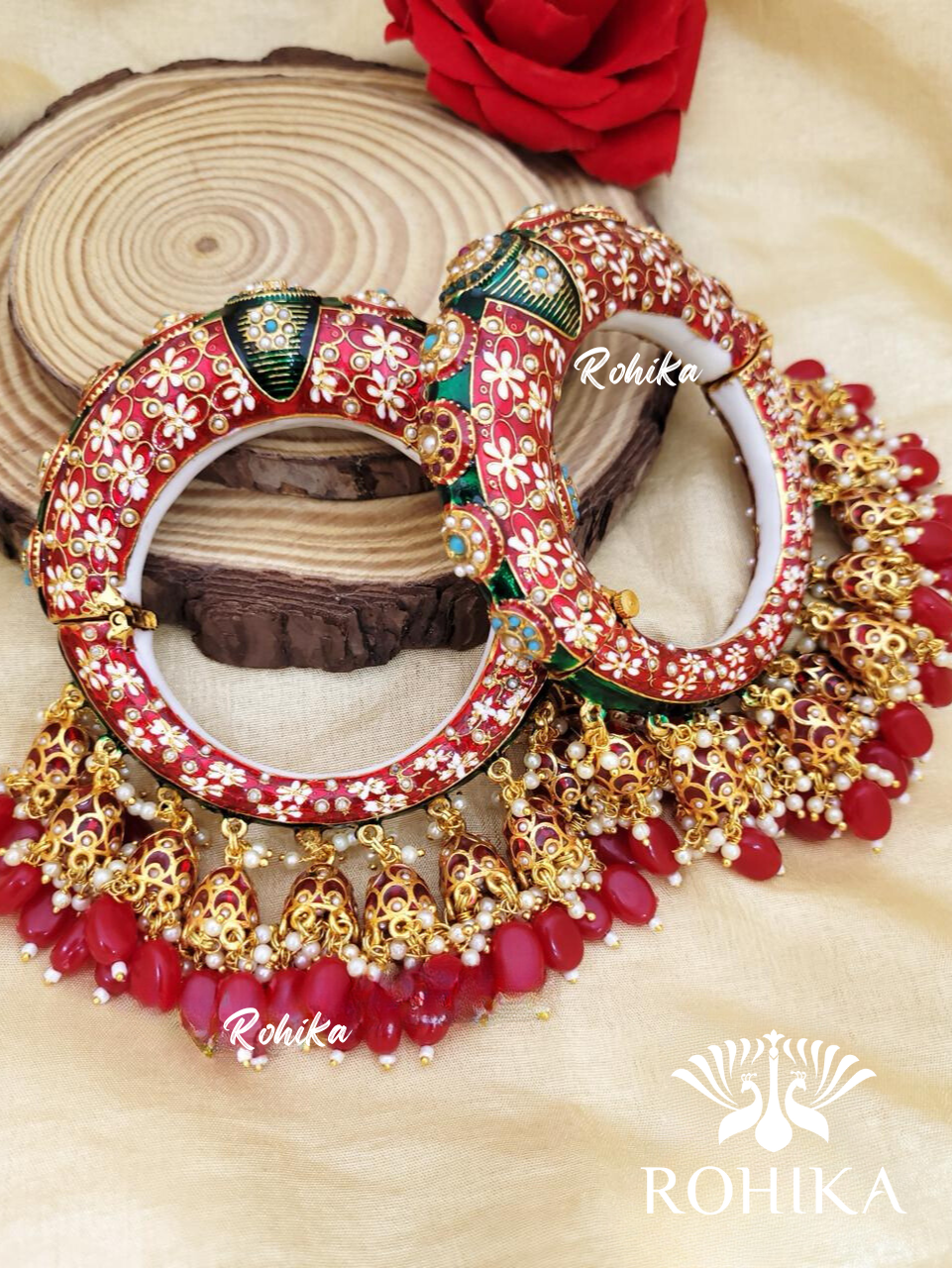 Aarohi meenakari bangles - Red